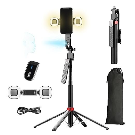 DRAVINA Auto Face Tracking Phone Tripod with Fill Light & Remote Control