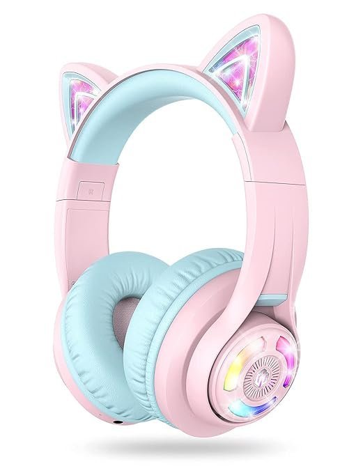 iClever BTH13 Cat Ear Kids Bluetooth Headphones - Pink